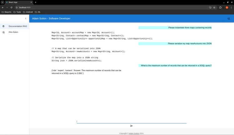RAG application interface screenshot